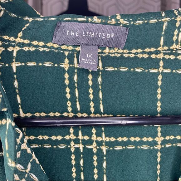 The Limited Green Plaid Window Pane Button Up Blouse Size 1X - Picture 4 of 4